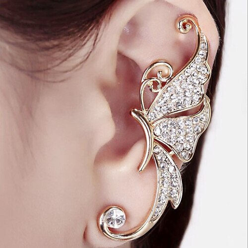 

Ear Cuff Climber Earrings For Women's Synthetic Diamond Party Wedding Casual Alloy Gold