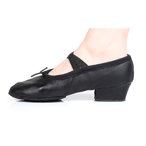 

Women's Ballet Shoes Ballroom Shoes Practice Heel Split Sole Low Heel Closed Toe Elastic Band Kid's Teenager Adults' Black Red