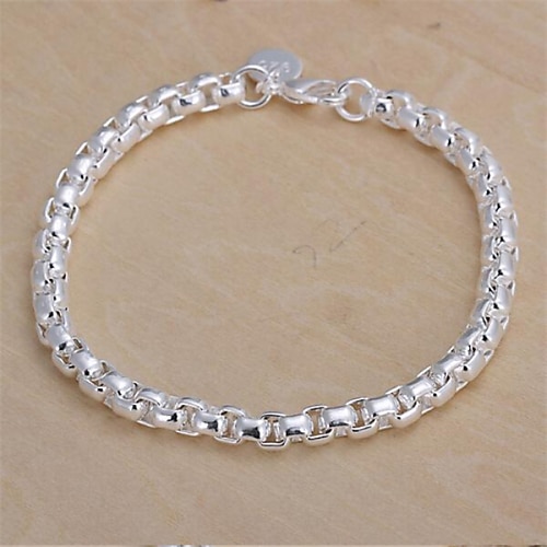 Chain Bracelet Ladies Classic Sterling Silver Bracelet Jewelry For Christmas Gifts Wedding Party Casual Daily / Silver Plated