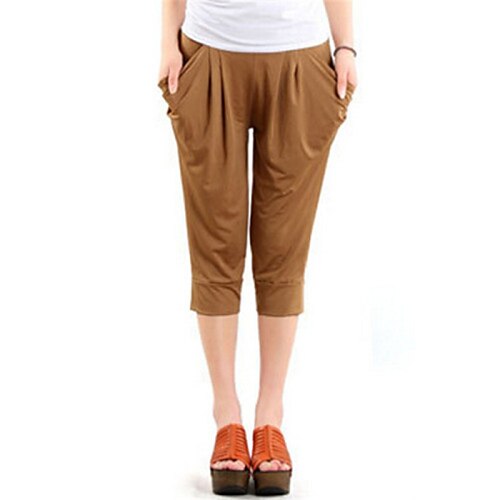 Pentru femei Șic & Modern Blugi Pantaloni harem Stil modern Pantaloni Purtare Zilnică Micro-elastic Mată Bumbac Talie Medie Larg Roșu Vin Negru Verde Gri Mov Mărime unică