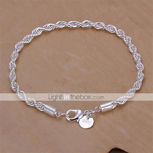 

Women's Chain Bracelet Twist Prince Of Wales Twisted Baht Chain Snake Ladies Basic Fashion Italian everyday Sterling Silver Bracelet Jewelry Silver For Party Wedding Daily