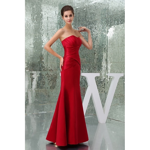 

A-Line Dress Formal Evening Court Train Sweetheart Neckline Satin with Ruffles 2022