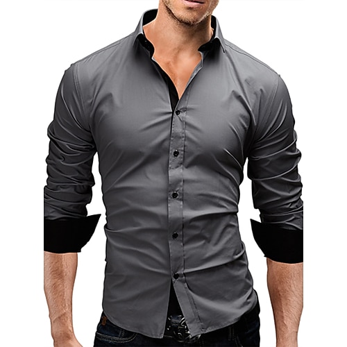 Men's Casual/Work/Formal/Plus Sizes Striped/Pure Long Sleeve Regular Shirt (Cotton)