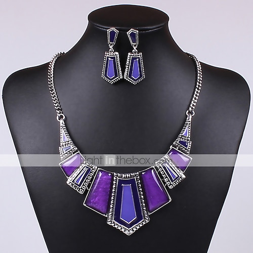 

Crystal Jewelry Set Party Statement Ladies Casual Vintage Cute Cubic Zirconia Earrings Jewelry Purple / Red / Blue For Party / Necklace