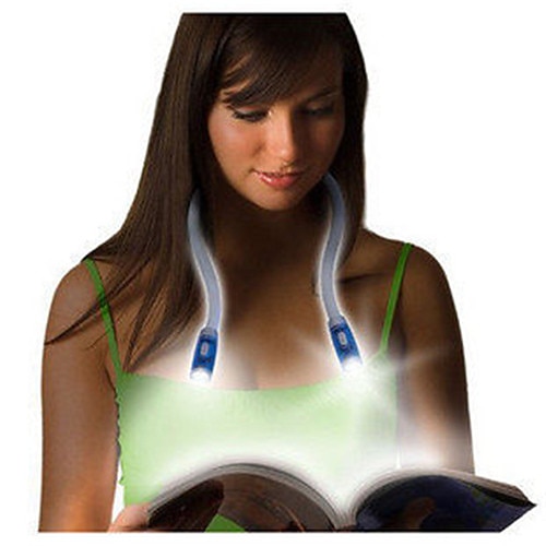 Rechargeable LED Book Light Neck Hug Light Hand-Free Bright Knitting Lamp Flexible Arm for Bed Reading Night Jogging