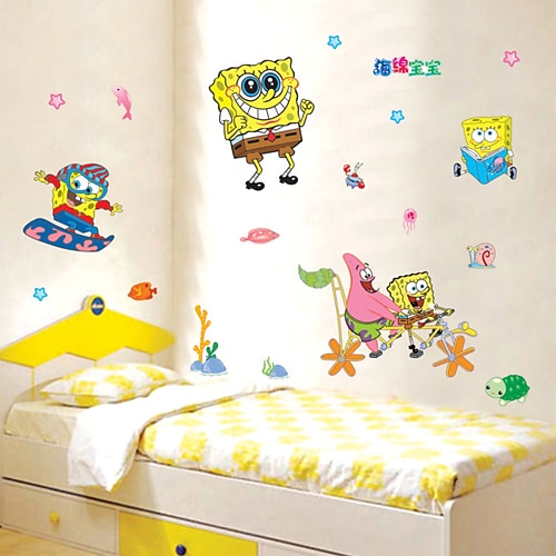 muurstickers muur stickers, cartoon SpongeBob SquarePants strand kinderkamer pvc muurstickers