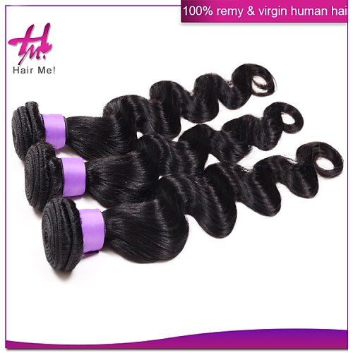 Lot de 3 Cheveux Brésiliens Ondulation naturelle Classique Cheveux Vierges Naturel Tissages de cheveux humains 16-18 pouce Noir Tissages de cheveux humains Extensions de cheveux Naturel humains / 10A