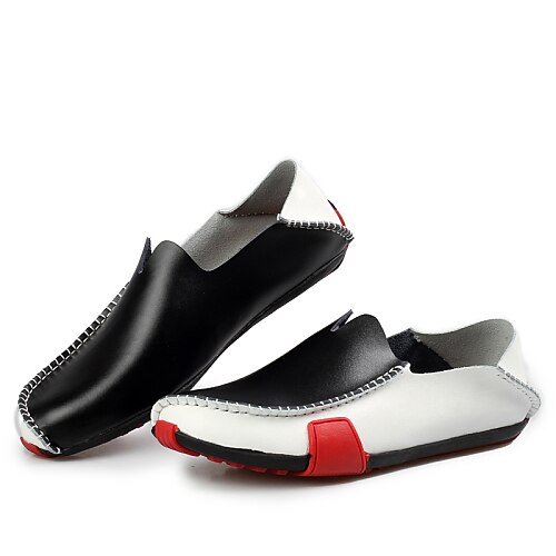 Hombre Zapatos de taco bajo y Slip-On Los zapatos de cuero Mocasines de Confort Zapatos Confort Casual Oficina y carrera Cuero Antideslizante Negro Azul Real Otoño Primavera