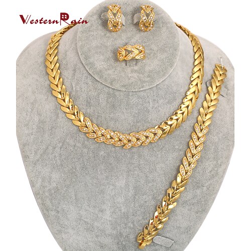 WesternRain 18K Gold Plated Choker Chunky Statement Necklace Jewelry Set For Women Multi Layer Necklace Gold
