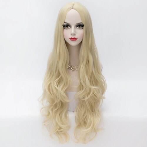 

Synthetic Wig Loose Wave Loose Wave Wig Blonde Very Long Blonde Synthetic Hair Women's Middle Part Blonde