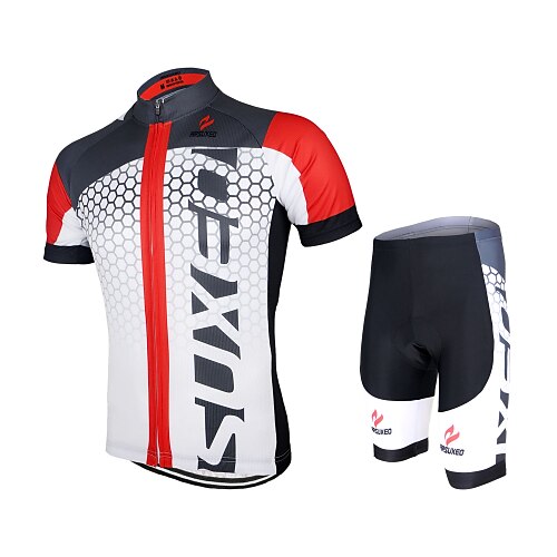 

Arsuxeo Men's Women's Cycling Jersey with Shorts Short Sleeve Mountain Bike MTB Road Bike Cycling WhiteRed Black Green Blue Black Gradient Bike Shorts Jersey Clothing Suit Breathable Anatomic Design