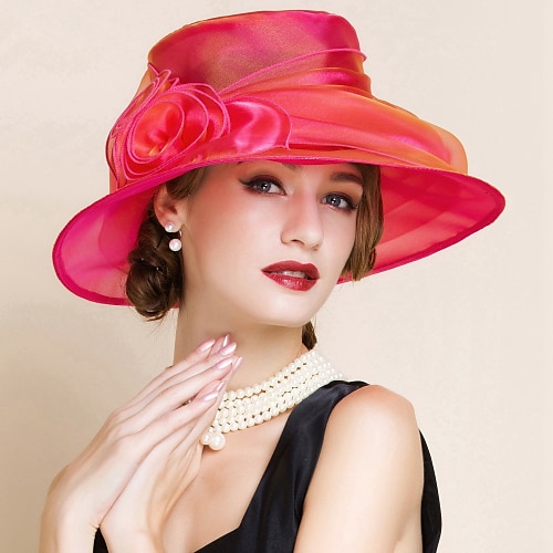 

berretto Organza Cappello a bombetta / cloche Cappello da sole Matrimonio Elegante Romantico Formale Con Copricapo Copricapo