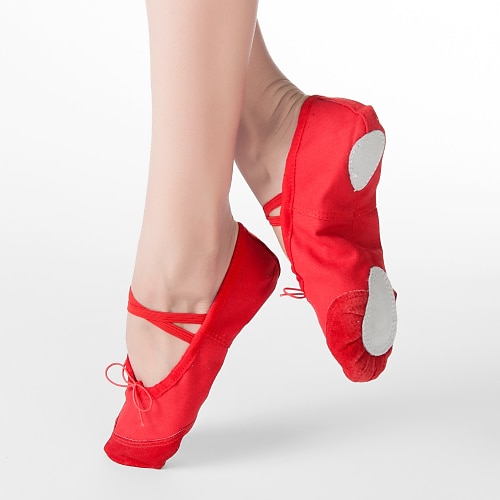 Women's Ballet Shoes Flat Flat Heel Gore Elastic Band Slip-on Kid's Black White Red / Leather