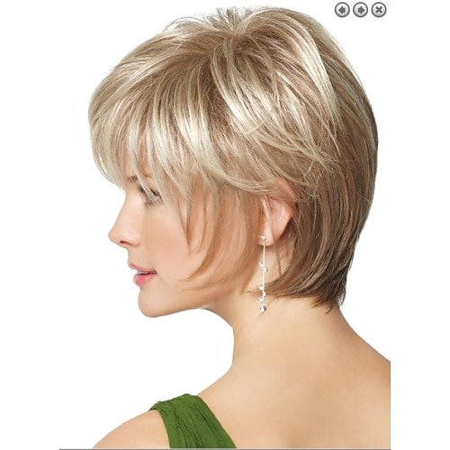 

Synthetic Wig Straight Straight Wig Short Blonde Synthetic Hair Women's Blonde StrongBeauty