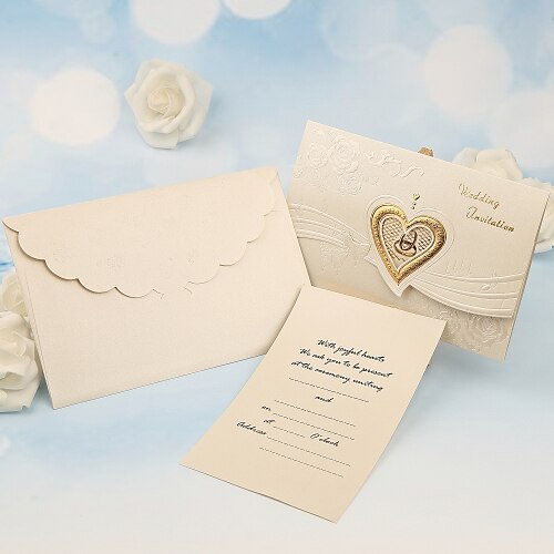 Împăturit în 3 Invitatii de nunta 50 - Altele / Invitații Clasic Material / Hârtie perlă Flori
