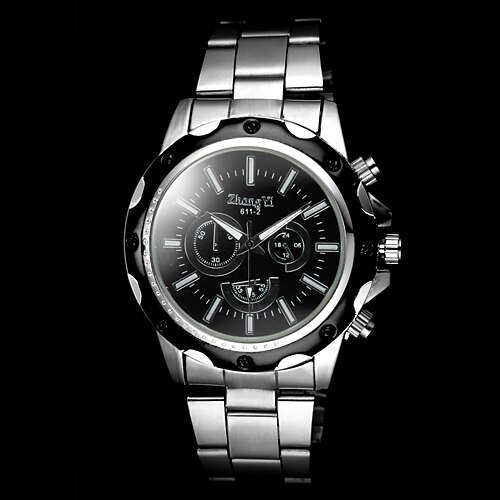 Hombre Reloj de Pulsera El reloj mecánico Reloj de aviacion Cuarzo Acero Negro / Plata Reloj Casual Analógico Encanto Clásico Reloj Gunmetal - Negro Blanco