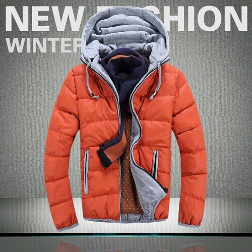 Men's Stand Coats & Jackets , Cotton / Cotton Blend Long Sleeve Casual Fashion Winter LEMON