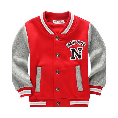 

Toddler Boys Outerwear Long Sleeve Coat School Cotton Red Light Blue Gray Fall Spring