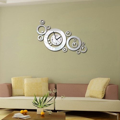 Acrylic DIY 3D Mirror Home Decor Circular Ring Wall Clock Mirror Surface StickerS