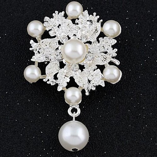 Women's Ladies Luxury Fashion Vintage Imitation Diamond Brooch Jewelry White For Party Wedding Special Occasion Masquerade Engagement Party Prom