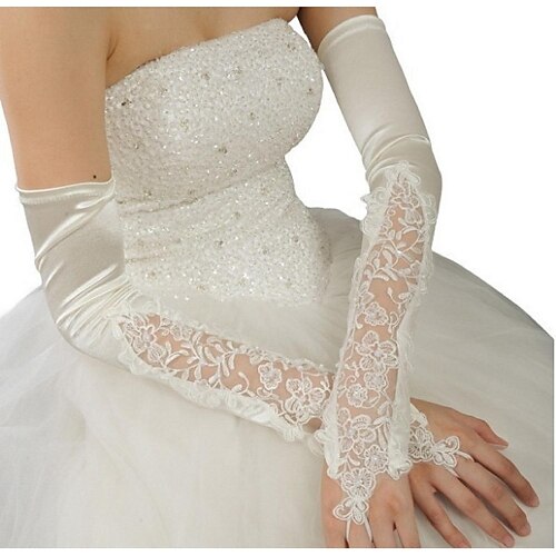 

Satin / Polyester Opera Length Glove Classical / Bridal Gloves With Solid Wedding / Party Glove