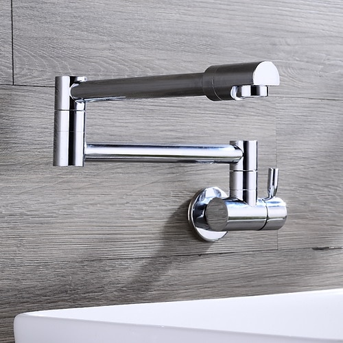 

Wall Mounted Kitchen Faucet,Pot Filler Type Silvery Single Handle One Hole Contemporary Kitchen Taps with Cold Water Only