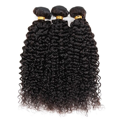 3 pacchetti Tesse per capelli Brasiliano Kinky Curly Tessitura riccia Estensioni dei capelli umani Cappelli veri Ciocche a onde capelli veri / Riccio