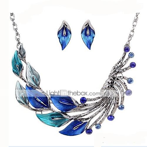 MISS U Women's Luxury Bohemia Peacock Necklace & Earrings Jewelry Sets