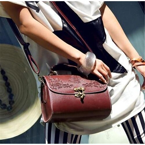 Women Shoulder Bag PU All Seasons Casual Baguette Magnetic Black Wine