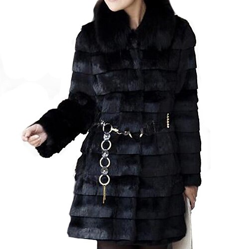 Women's Elegant Faux Fur Pure Color Long Sleeve Coat