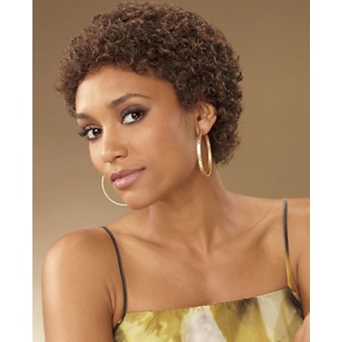 Synthetic Wig Kinky Curly Kinky Curly Wig Short Brown Synthetic Hair Women's African American Wig Glueless Brown