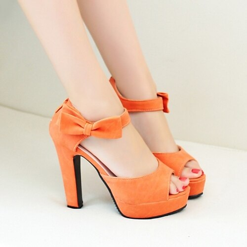 Women's Shoes Heel Heels / Platform Sandals / Heels Office & Career / Dress / Casual Black / Pink / Almond / Orange