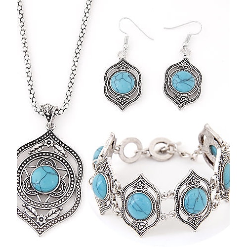 

Jewelry Set For Women's Turquoise Party Birthday Gift Resin Turquoise Alloy Silver Blue / Casual / Daily / Engagement