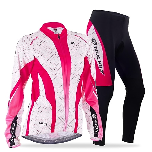 

Nuckily Women's Long Sleeve Cycling Jersey with Tights Red Blue Dots Bike Clothing Suit Thermal / Warm Windproof Fleece Lining Breathable Anatomic Design Winter Sports Polyester Spandex Fleece Dots