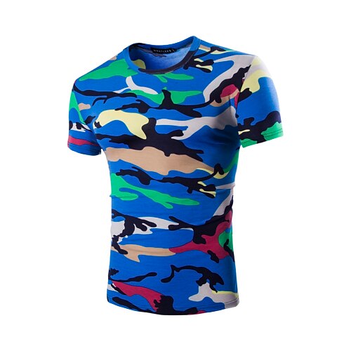 Tee-Shirt Pour des hommes A Motifs Décontracté Manches Courtes Polyester Multicolore