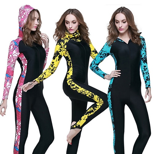 SBART Women's Rash Guard Dive Skin Suit UPF50+ Breathable Quick Dry Full Body Bathing Suit Swimsuit Front Zip Swimming Diving Surfing Snorkeling Patchwork Spring Summer Autumn