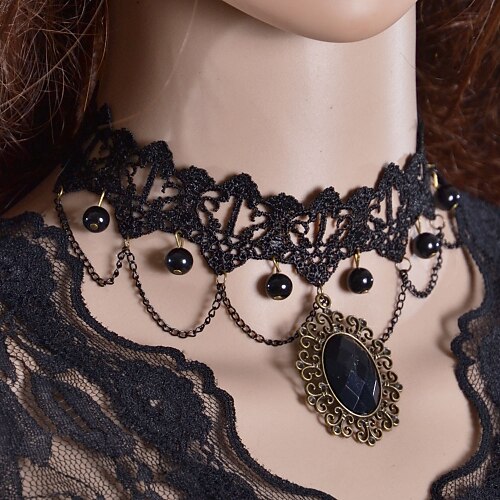 Women's Choker Necklace Torque Gothic Jewelry Fashion Lace Fabric Black Necklace Jewelry For Wedding Party Daily Casual