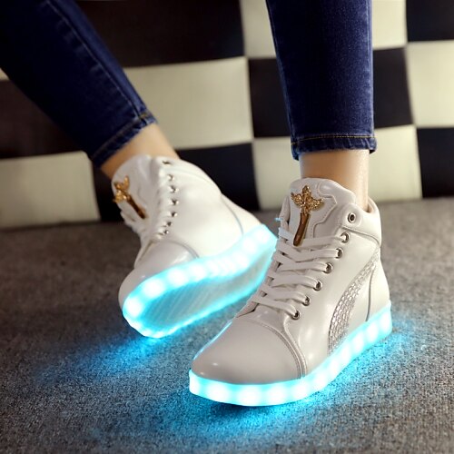 Da donna-Sneakers-Tempo libero Casual Sportivo-Light Up Shoes-Piatto-Finta pelle-Bianco Nero