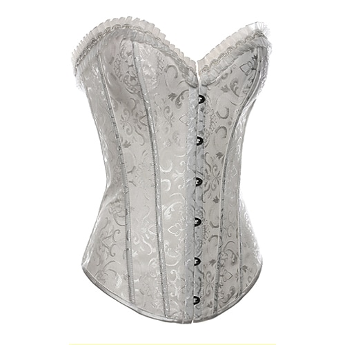 Women's Classic Style Bustiers Lace Up Corset White Black Jacquard Lace Printing Lace Satin Lolita Accessories