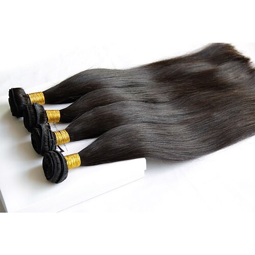 Lotto 3pcs 8 "-28" Mongolian capelli vergini diritte nere fasci naturali tessuto dei capelli umani capannone&amp; estensioni dei capelli