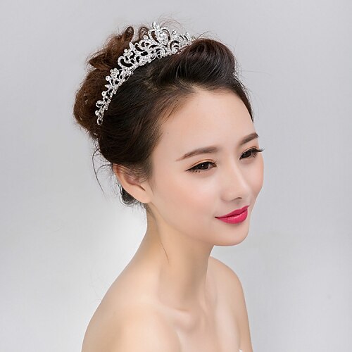 

Women's Ladies Tiaras For Party Wedding Prom Crown Homecoming Royalty Flower Pearl Crystal Imitation Diamond Silver