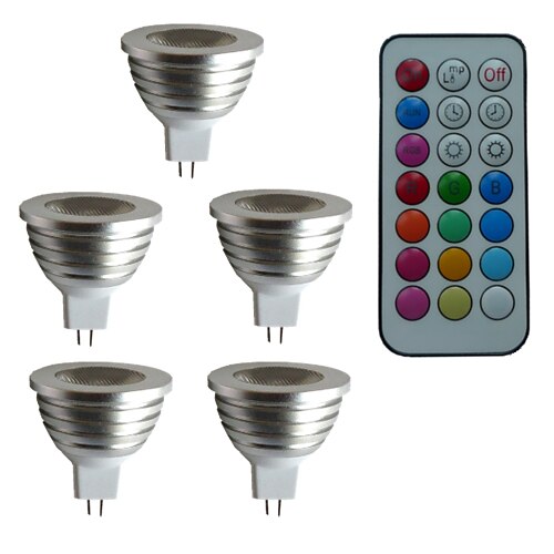 5pcs 3 W LED Spotlight 300 lm GU5.3(MR16) MR16 1 LED Beads High Power LED Dimmable Remote-Controlled Decorative RGB 12 V / 5 pcs / RoHS