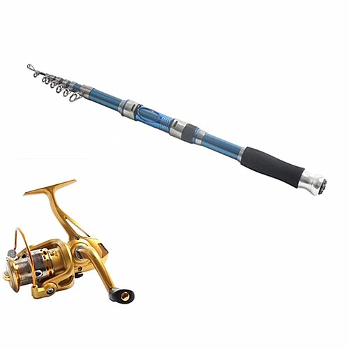 Telespin Rod Fishing Rod Fishing Rod and Reel Combo Telespin Rod 291 cm Carbon Telescopic Medium Light (ML) Sea Fishing