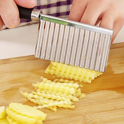 Potato Cutter Wave Edged Tool Stainless Steel French Fry Cutter Serrated  Blade Cutting Tool 2023 - $9.99