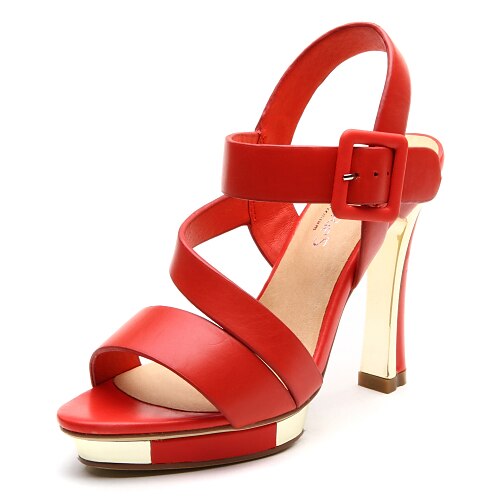 Women's Summer Leather Casual Low Heel Red