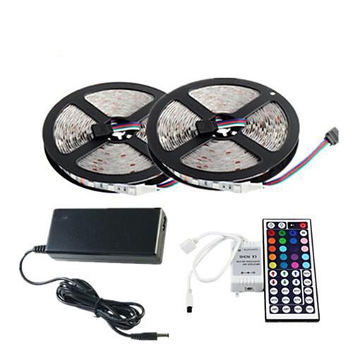 ZDM® 10 ίντσες / 2x5M Σετ Φώτων 2*150 LEDs 5050 SMD 1 Τηλεχειριστήριο 44Keys / 1 Καλώδιο AC / 1 x 12V προσαρμογέας 3Α RGB Μπορεί να κοπεί / Αδιάβροχη / Διακοσμητικό 1set / IP65 / Αυτοκόλλητο