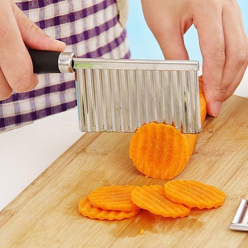 Stainless Steel French Fry Cutter Potato Vegetable Wave Crinkle Cut Knife