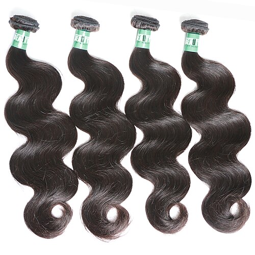 Lot de 4 Cheveux Péruviens Ondulation naturelle Cheveux Naturel humain Tissages de cheveux humains Tissages de cheveux humains Extensions de cheveux Naturel humains