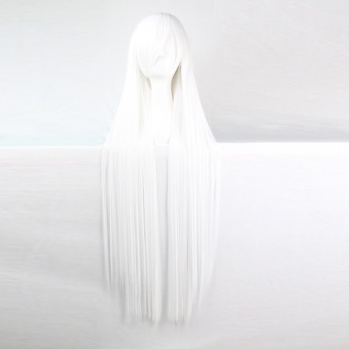 

Cosplay Costume Wig Synthetic Wig Straight Straight Asymmetrical Wig Long White Synthetic Hair Women's Natural Hairline White