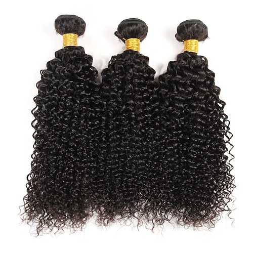 Lot de 3 Tissage de cheveux Cheveux Brésiliens Kinky Curly Extensions de cheveux humains Cheveux Naturel Rémy 100% faisceaux d'armure de cheveux remy 300 g Tissages de cheveux humains Extensions de